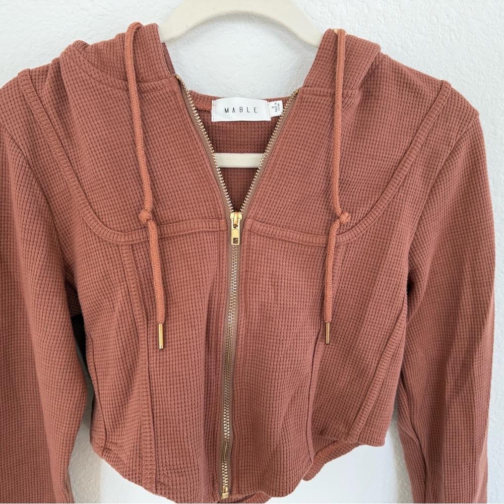 Mable Cropped Hoodie Shorts set | Women S Mable | color Sedona warm brown
